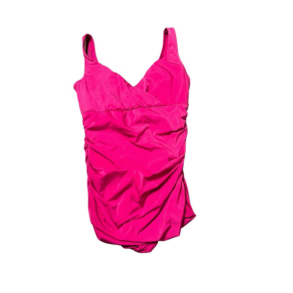 Karla Colletto Women's Smart One-Piece Swimsuit Pink Silent Underwire Size 16